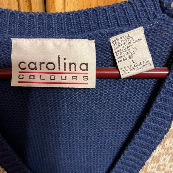 Carolina Colours sweater vest with a pretty color scheme of peach, blue , Tan ! - Picture 3 of 3